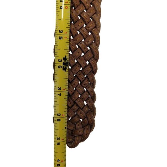 Vtg Aeropostale Braided Weaved Cognac Brown Leather Belt‎ Sz  L Western Cowgirl